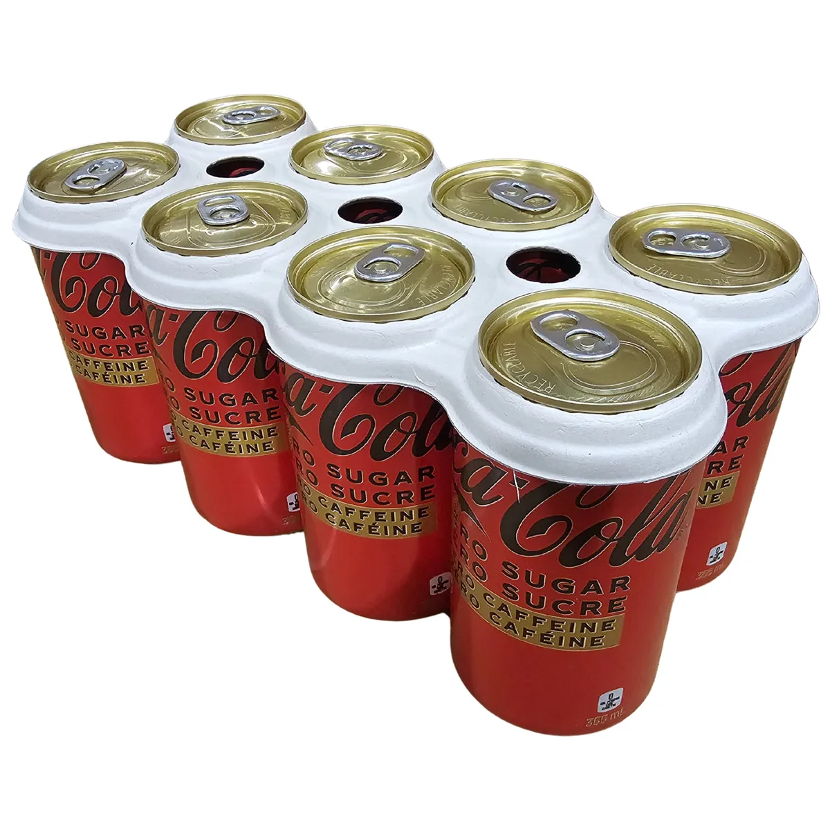 Supplier photograph of an eight-pack bagasse carrier on beverage cans